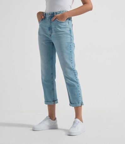 Menor preço em Calça Mom Jeans Lisa com Bainha Desfiada 