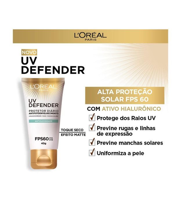 Protetor Solar Facial Antioleosidade Uv Defender Fps 60 Loréal Paris 40g 5