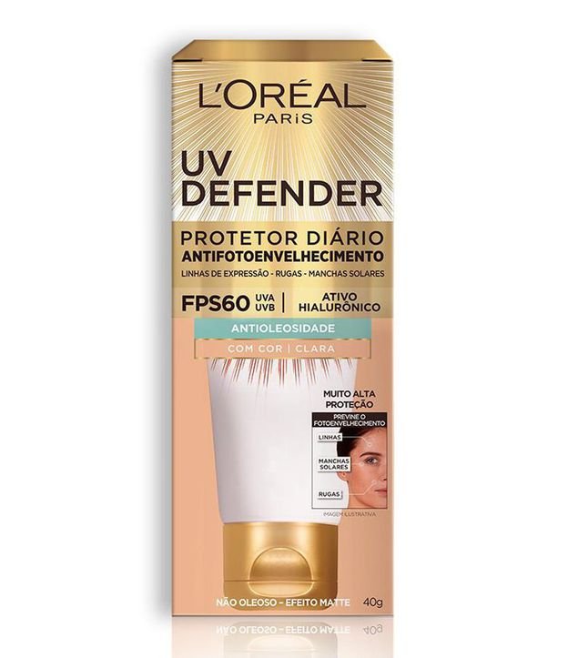 Protetor Solar Facial L'Oréal Paris UV Defender Antioleosidade FPS 60, 40g Clara 2