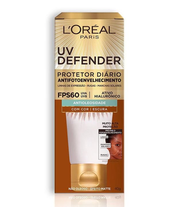 Protetor Solar Facial L'Oréal Paris UV Defender Antioleosidade FPS 60, 40g Escura 2