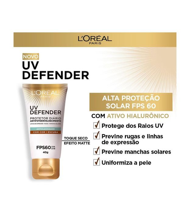 Protetor Solar Facial L'Oréal Paris UV Defender Antioleosidade FPS 60, 40g Escura 3