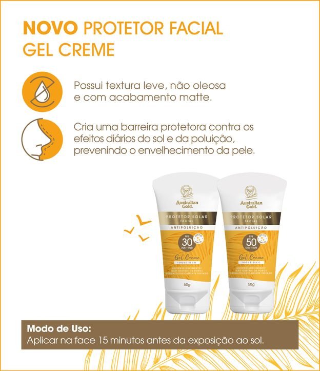 Protetor Solar Facial Gel Creme FPS 30 Australian Gold 50g 5