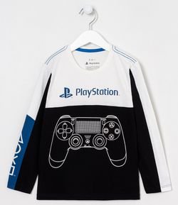 Camiseta Infantil Playstation - Tam 5 a 14 anos
