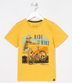 Camiseta Infantil Estampa Bike - Tam 5 a 14 anos