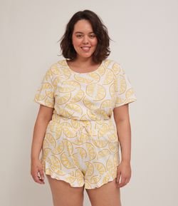 Pijama Curto em Algodão Estampa Limões Curve & Plus Size