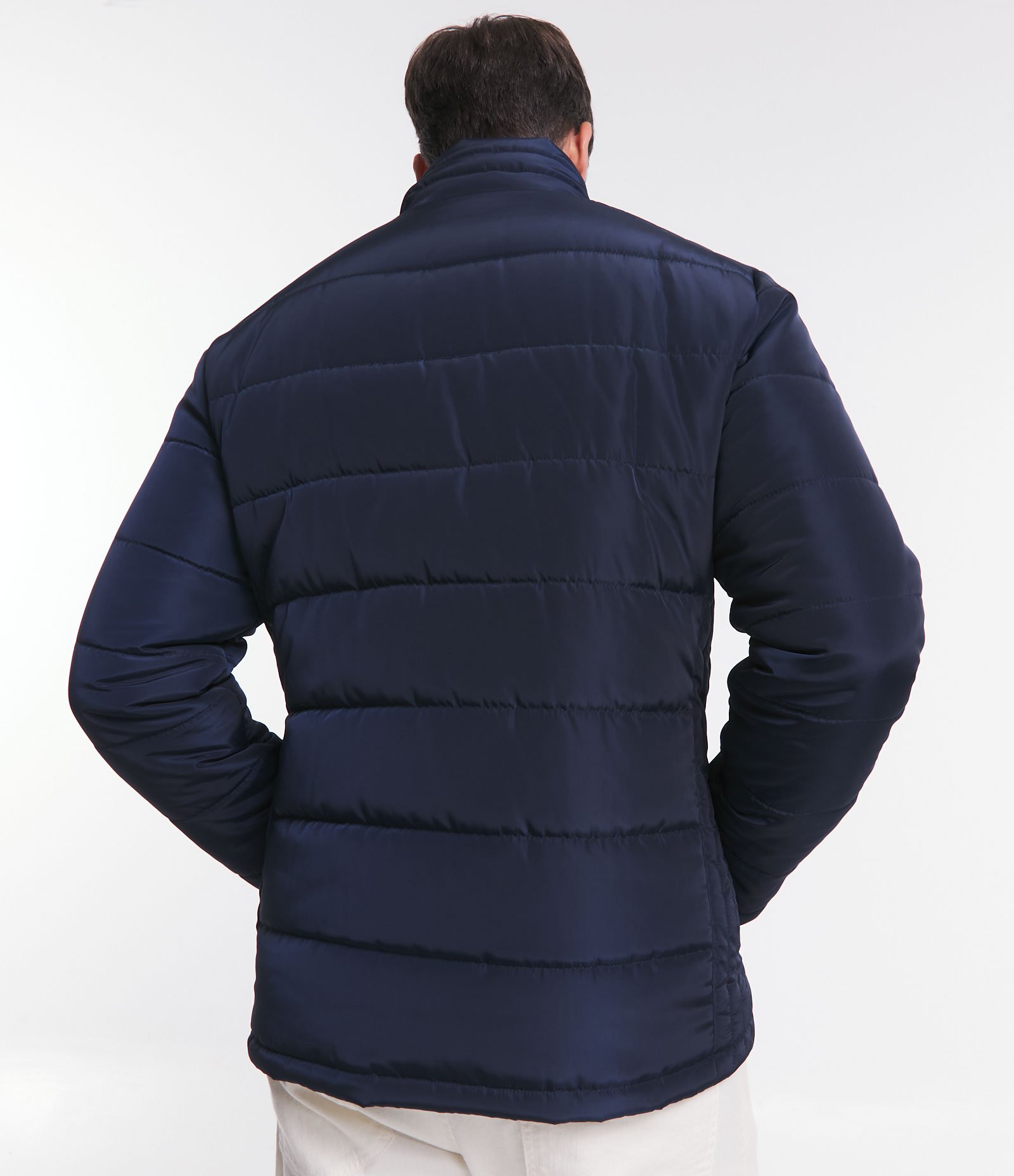 Jaqueta Puffer com Zíper e Gomos Azul Escuro 3