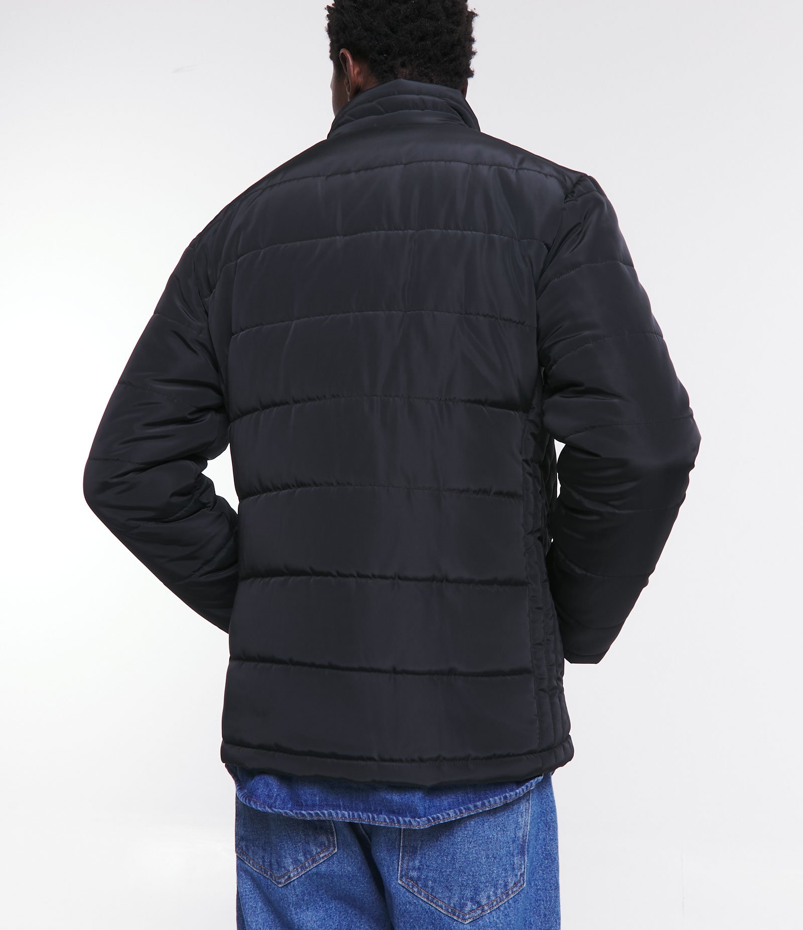 Jaqueta Puffer com Zíper e Gomos Preto 3