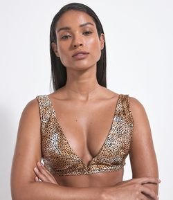 Biquini Cropped Decote V Estampa Animal Print