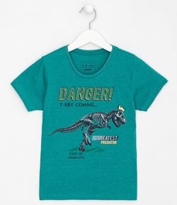 Camiseta Infantil T-Rex King - Tam 5 a 14 anos