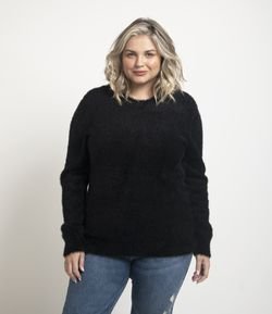 Suéter Sem Estampa com Pelinhos Curve & Plus Size