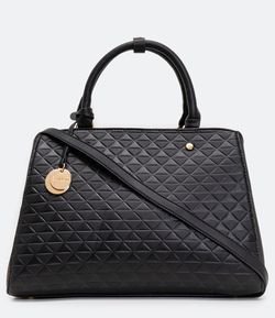 Bolsa Média Feminina Satchel Textura de Triângulos