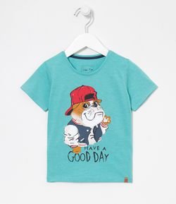 Camiseta Infantil Bullldog Boné - Tam 1 a 5 anos