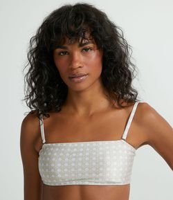 Biquíni Top Bandeau com Bojo Removível e Estampa de Treliça