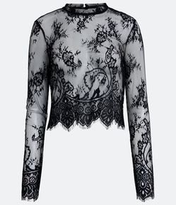 Blusa em Renda Floral com Transparência