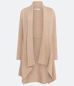 Cardigan Alongado em Tricô Texturizado com Abertura Total