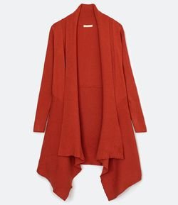 Cardigan Alongado em Tricô Texturizado com Abertura Total