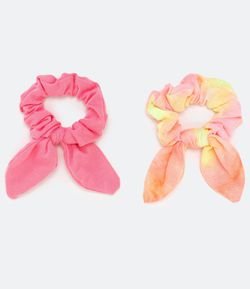 Kit 2 Scrunchie Infantil Estampado Neon e Tie Dye - Tam U