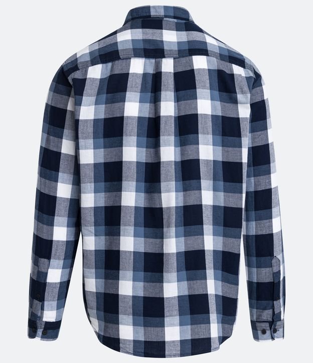 Camisa Comfort em Algodão com Estampa Xadrez Azul 9