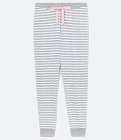 Calça de Pijama Listrada com Amarração e Punhos Poá