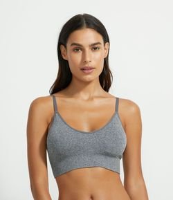 Sutiã Alongado com Bojo Removível em Microfibra sem Costura Canelado