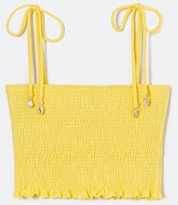 Blusa Regata Cropped em Viscose com Lastex