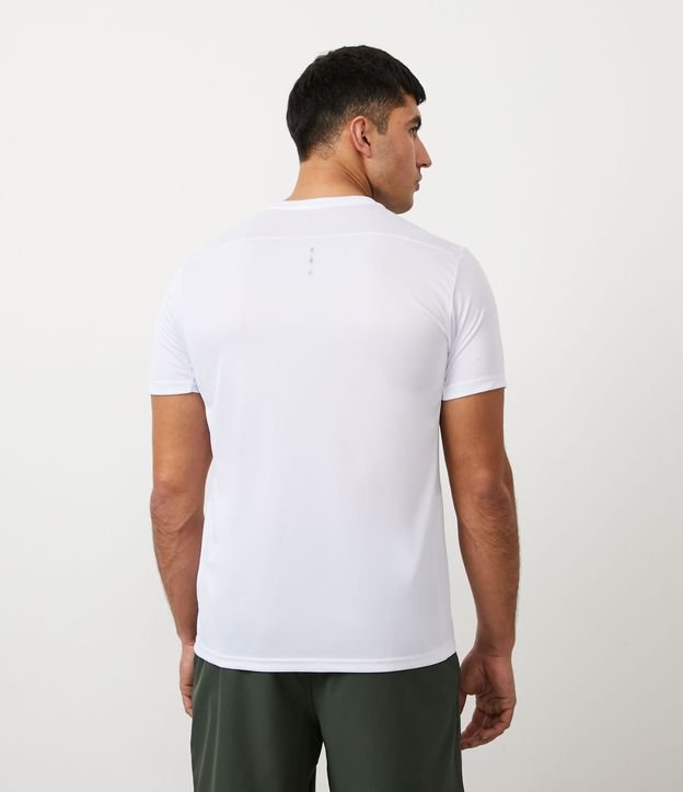 Camiseta Esportiva em Dry Fit com Recortes e Detalhes Refletivos Branco 3