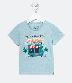 Camiseta Infantil Estampa Dino Ice Cream - Tam 1 a 5 anos