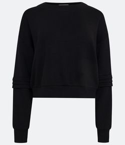 Blusão Fechado em Moletom com Pregas na Manga