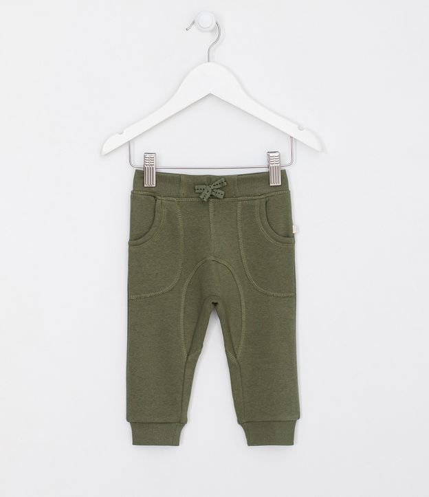 Pantalón Infantil con Bolsillos y Elastico en la Cintura - Talle 0 a 18 meses Verde 1