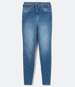 Calça Clochard com Cinto e Fivela Meia Argola em Jeans 