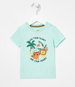 Camiseta Infantil Bichos da Floresta - Tam 0 a 18 meses