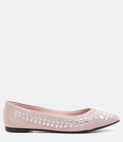 Sapatilha Bico Fino Detalhes Metalizados Moleca