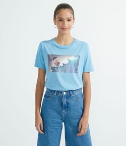 Blusa Alongada Manga Curta em Algodão com Estampa Boo Monstros SA