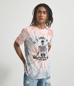 Camiseta Tie Dye com Estampa Caveira Yoga