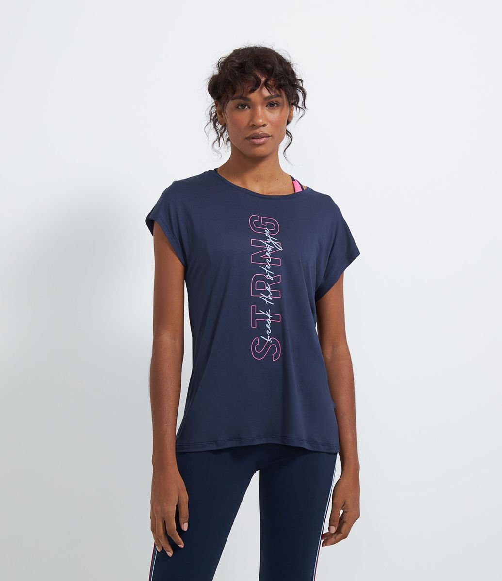 Camiseta Esportiva em Viscose Sem Cava Estampa Frase é boa?