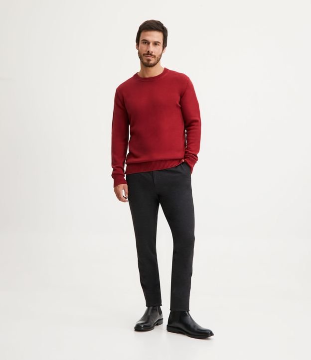 Suéter Comfort Básico em Tricô com Textura Canelada
