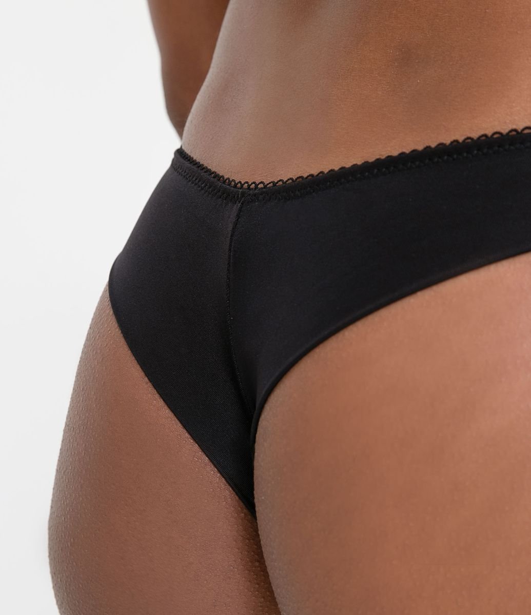 Bikíni Hilo Doble con Encaje de Flores Preto Renner