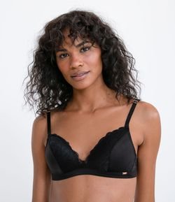 Sutiã com Bojo Triangular Liso com Renda em Microfibra