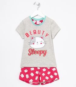 Pijama Infantil Gatinho Beauty Sleepy - Tam 5 a 14 anos