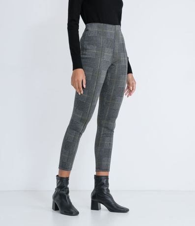 Calça Legging com Elástico Interno no Cós e Estampa Pied-de-poule Preto -  Renner