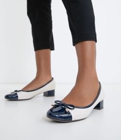 Sapato Salto Bloco Bico Redondo e Biqueira Satinato - Renner