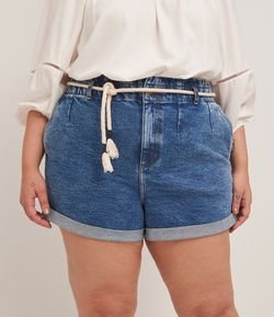 Short Clochard Jeans com Cinto Corda Curve & Plus Size