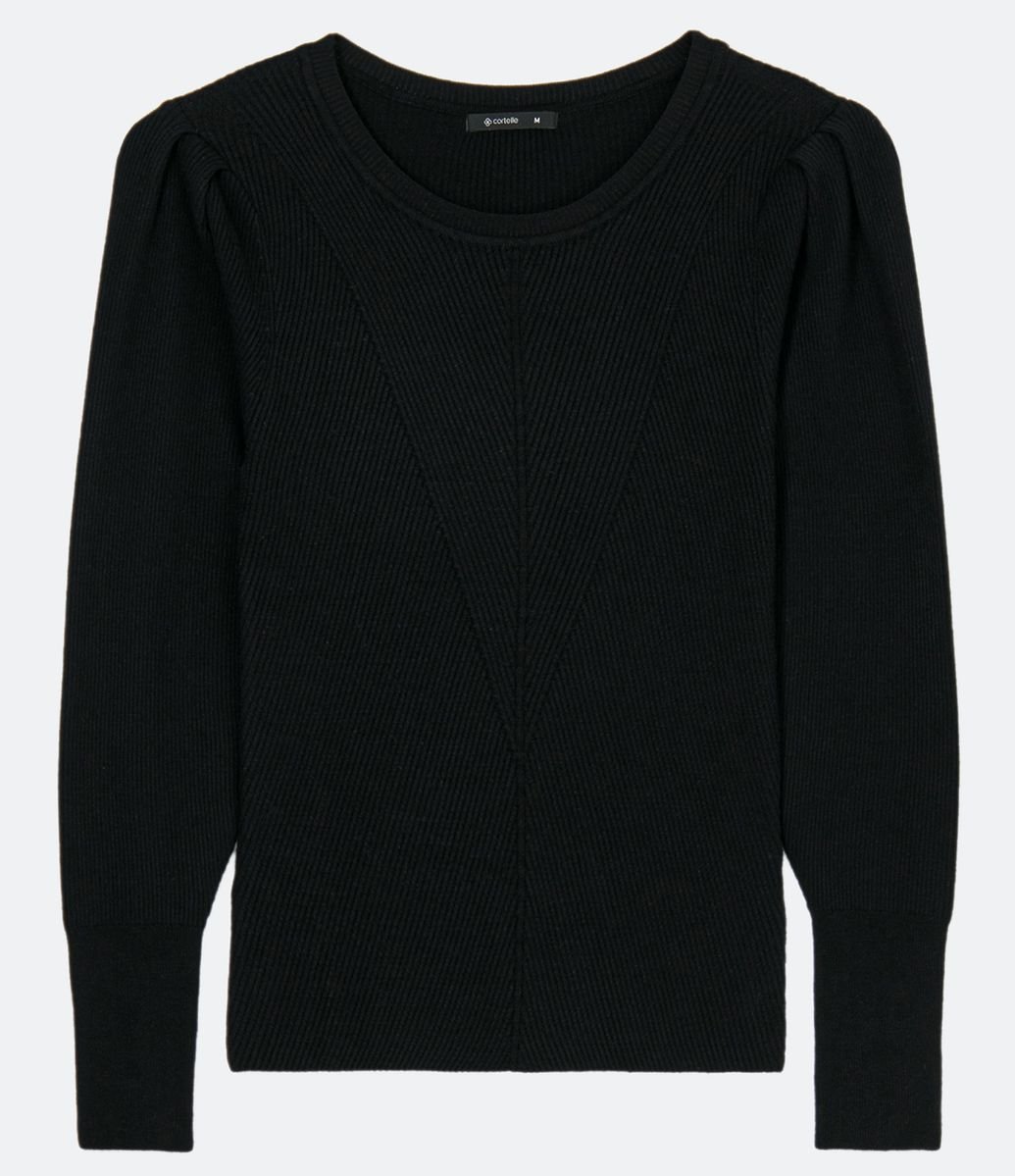 blusa texturizada em tricô manga longa