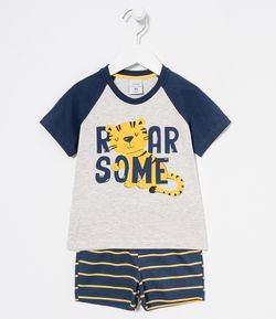 Pijama Infantil Curto Estampa Tigrinho - Tam 1 a 4 anos