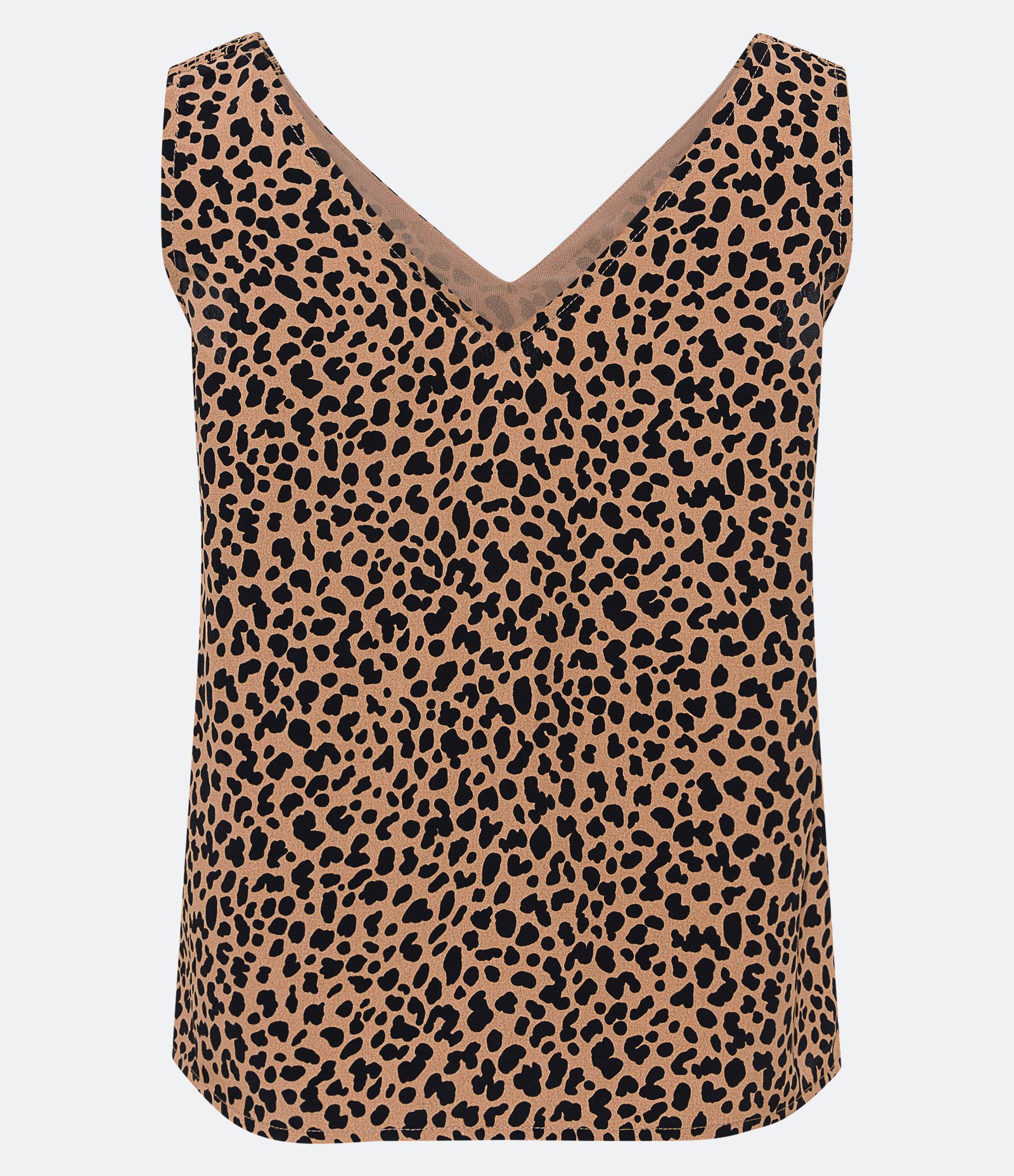 Blusa Regata com Decote V e Estampa Animal Print Onça Preto/ Bege 3