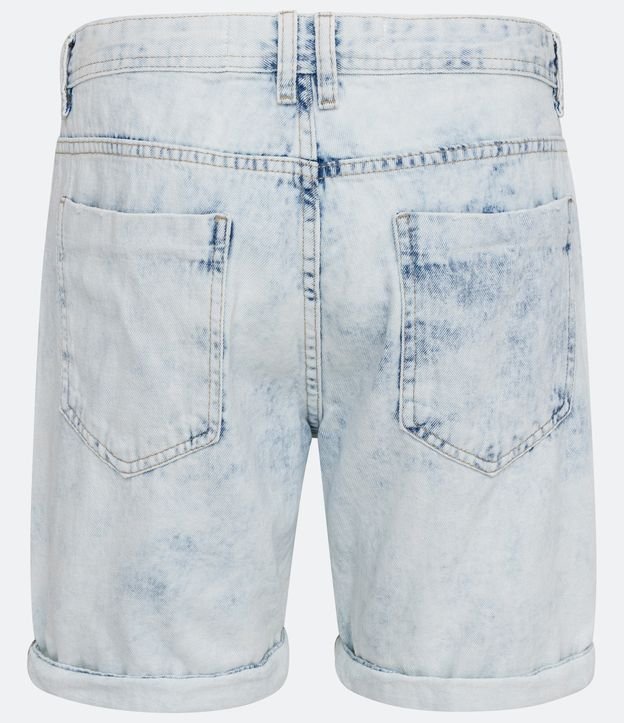 Bermuda Jeans Slim com Puídos Azul 7