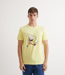 Camiseta Manga Curta com Estampa do Bob Esponja