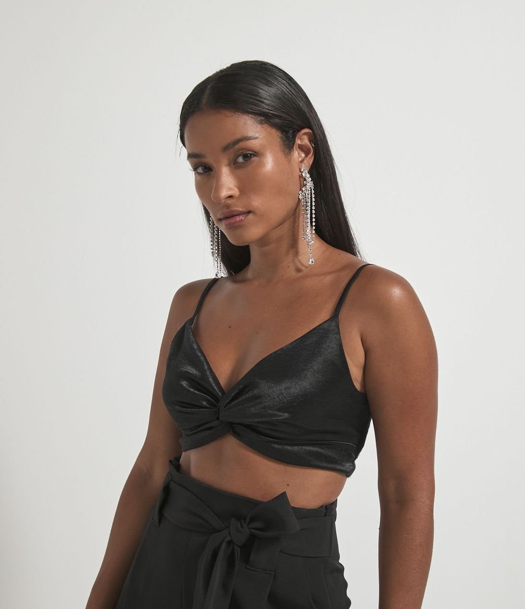 Blusa cropped em cetim - Just Be