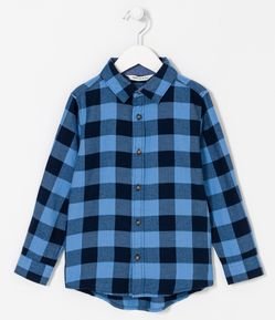 Camisa Infantil em Tricoline com Padronagem Xadrez - Tam 5 a 14 anos
