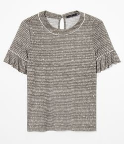 Blusa Manga Curta em Jersey com Babado